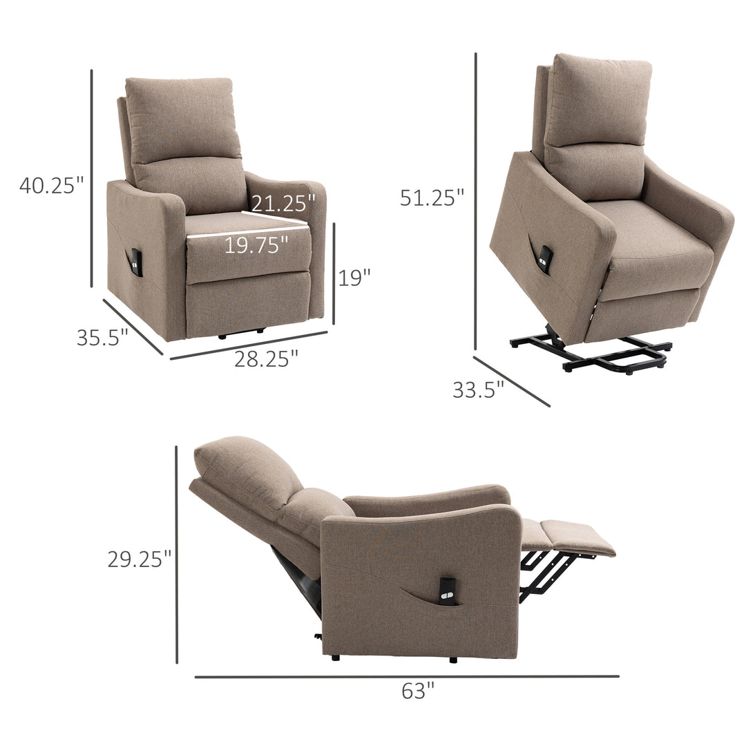 Electric Lift Chair Power Recliner Lounger Sofa w Remote Control for Living Room - Light Brown