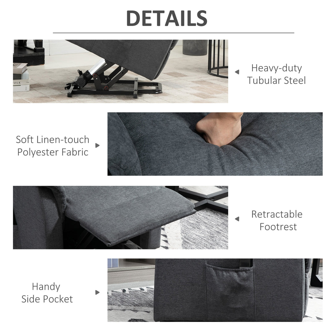 Electric Lift Chair Power Recliner Lounger Sofa w/ Remote Control for Living Room - Grey Fabric