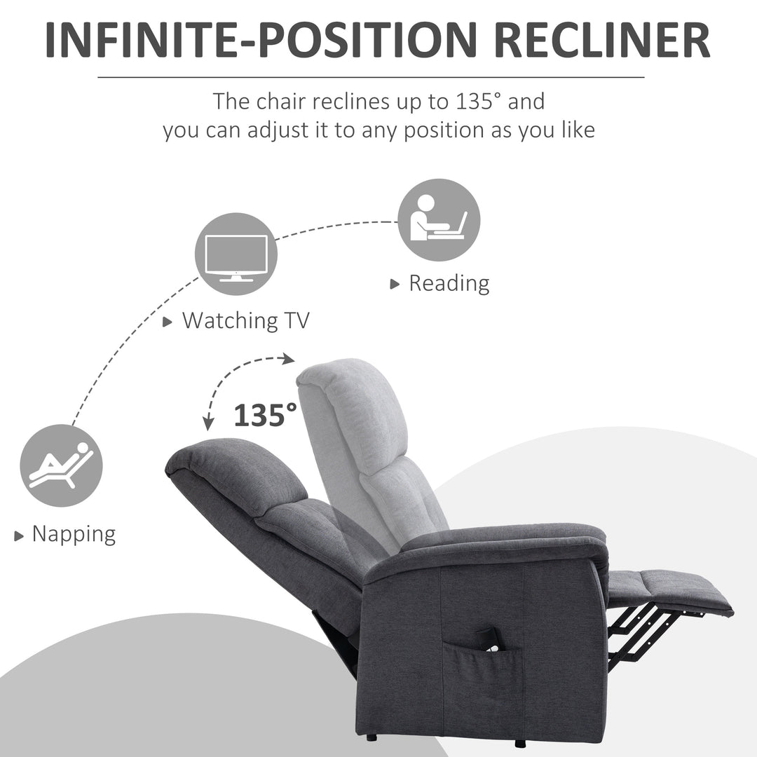 Electric Lift Chair Power Recliner Lounger Sofa w/ Remote Control for Living Room - Grey Fabric