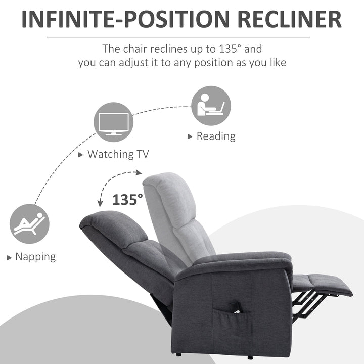 Electric Lift Chair Power Recliner Lounger Sofa w/ Remote Control for Living Room - Grey Fabric