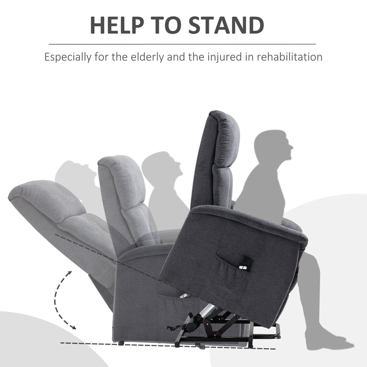 Electric Lift Chair Power Recliner Lounger Sofa w/ Remote Control for Living Room - Grey Fabric