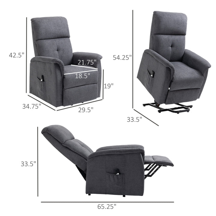 Electric Lift Chair Power Recliner Lounger Sofa w/ Remote Control for Living Room - Grey Fabric