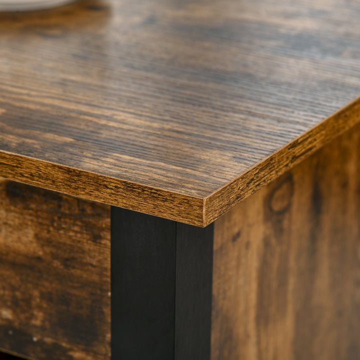 Lift Top Coffee Table w/ 3 Shelves & Hidden Storage Compartment, Living Room - Rustic Brown