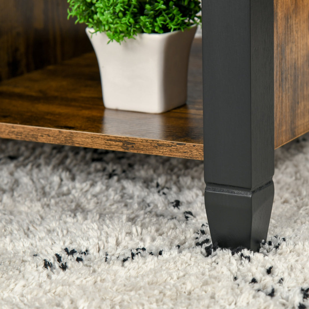 Lift Top Coffee Table w/ 3 Shelves & Hidden Storage Compartment, Living Room - Rustic Brown