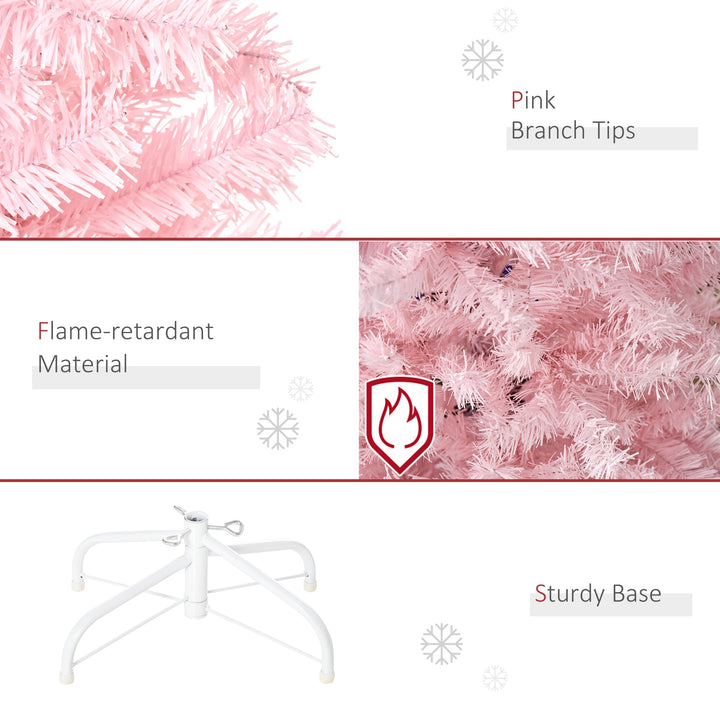 6ft 618-Tip Slim Pencil Artificial Christmas Holiday Tree w/ Metal Base, Xmas Decor – Pink