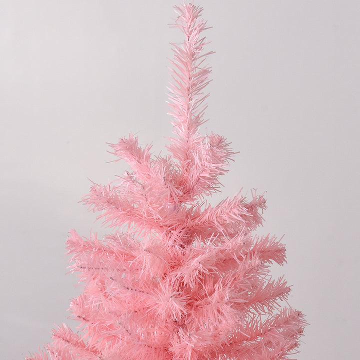 6ft 618-Tip Slim Pencil Artificial Christmas Holiday Tree w/ Metal Base, Xmas Decor – Pink