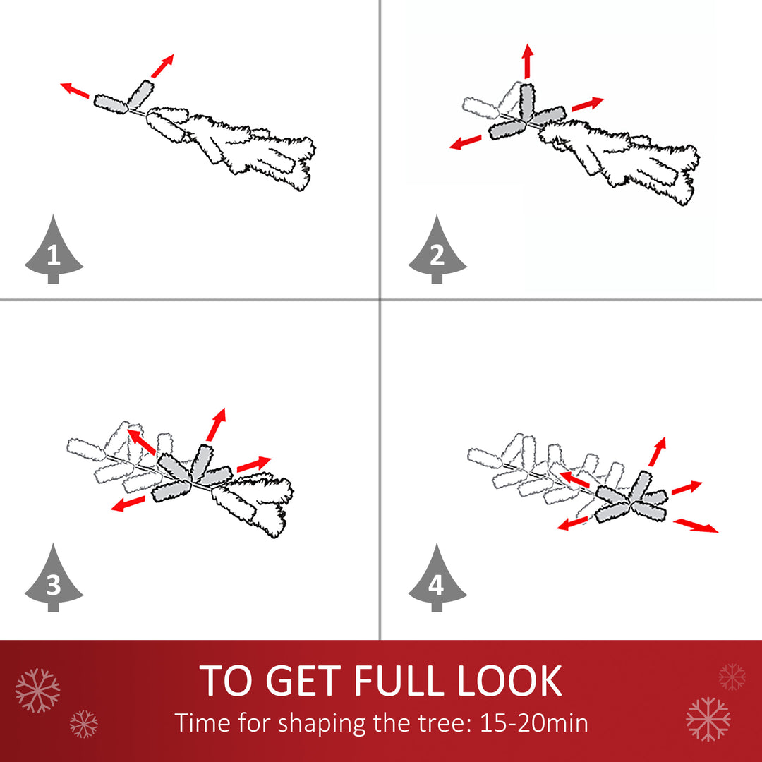 6ft 492-Tip Pre-lit Snow Flocked Artificial Christmas Holiday Tree, 250 LED Lights, Base, Green