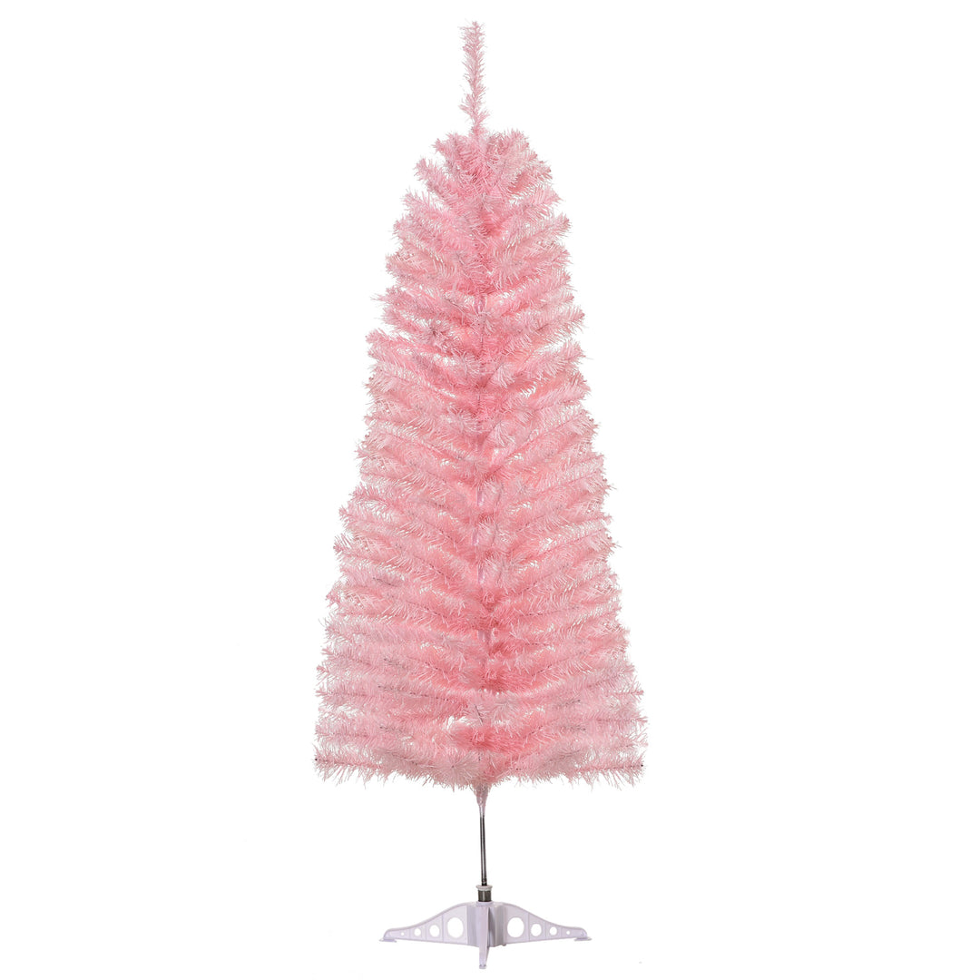Small 4ft 188-Tip Slim Pencil Artificial Christmas Holiday Tree w Metal Base Xmas Decor – Pink
