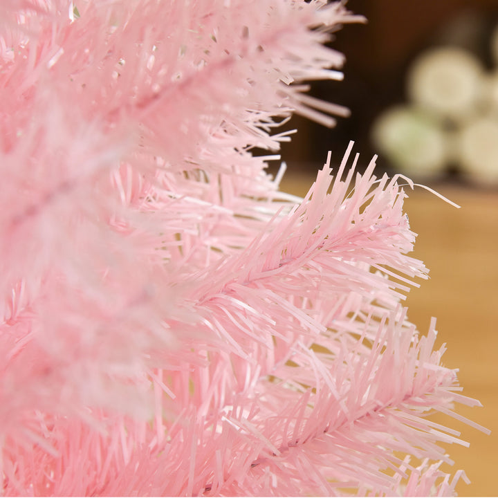 Small 4ft 188-Tip Slim Pencil Artificial Christmas Holiday Tree w Metal Base Xmas Decor – Pink