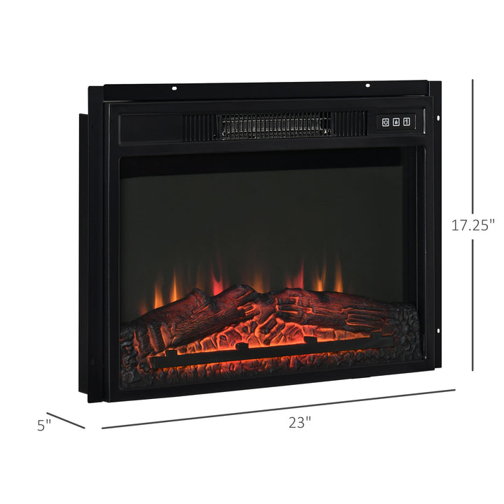 23” 1400W Electric Fireplace Insert w/ Log, Flame, Overheat Protection & Remote Control - Black