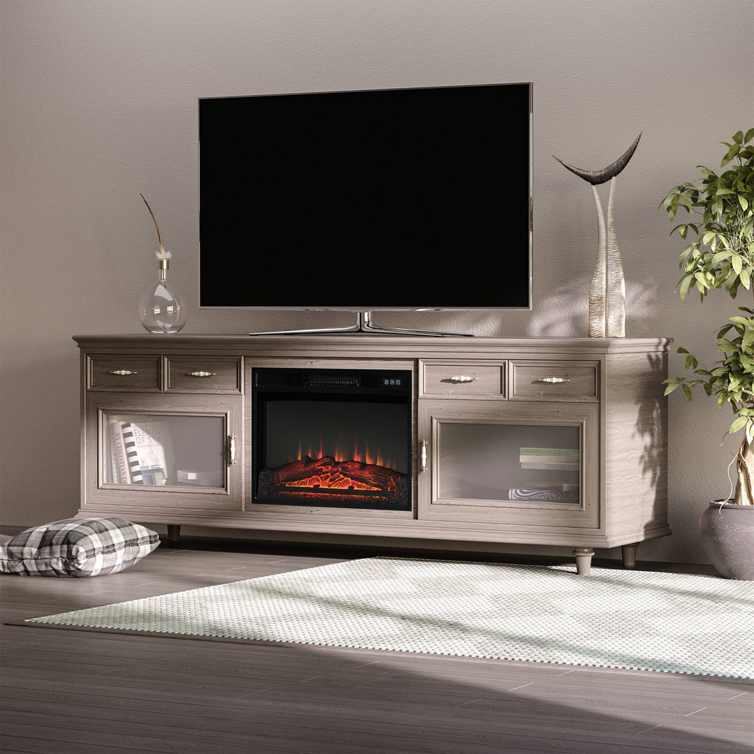 23” 1400W Electric Fireplace Insert w/ Log, Flame, Overheat Protection & Remote Control - Black