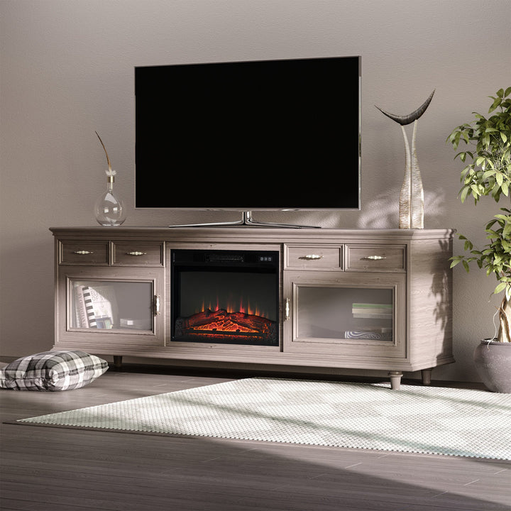 23” 1400W Electric Fireplace Insert w/ Log, Flame, Overheat Protection & Remote Control - Black