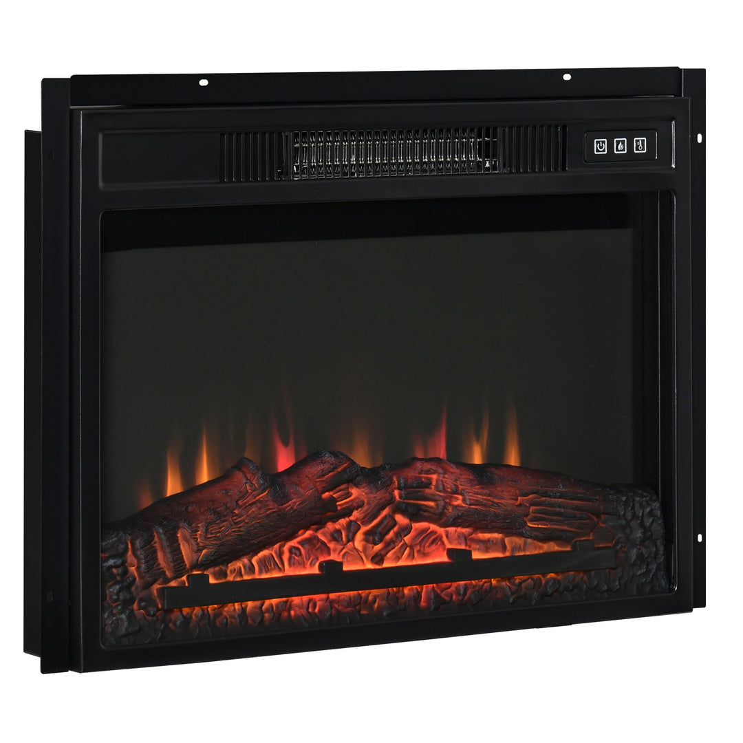 23” 1400W Electric Fireplace Insert w/ Log, Flame, Overheat Protection & Remote Control - Black