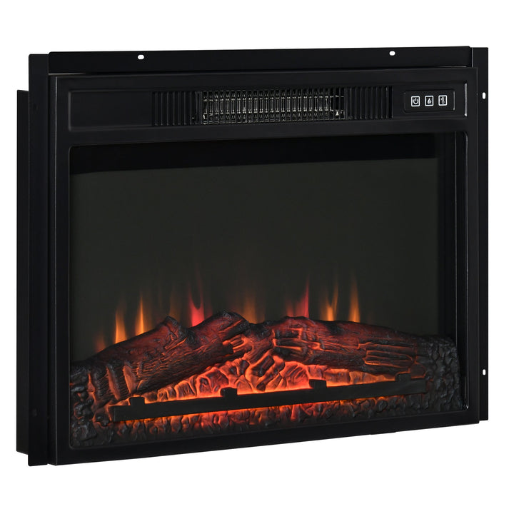 23” 1400W Electric Fireplace Insert w/ Log, Flame, Overheat Protection & Remote Control - Black