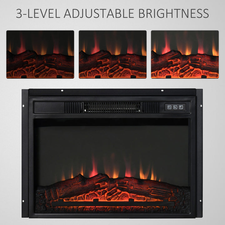 23” 1400W Electric Fireplace Insert w/ Log, Flame, Overheat Protection & Remote Control - Black