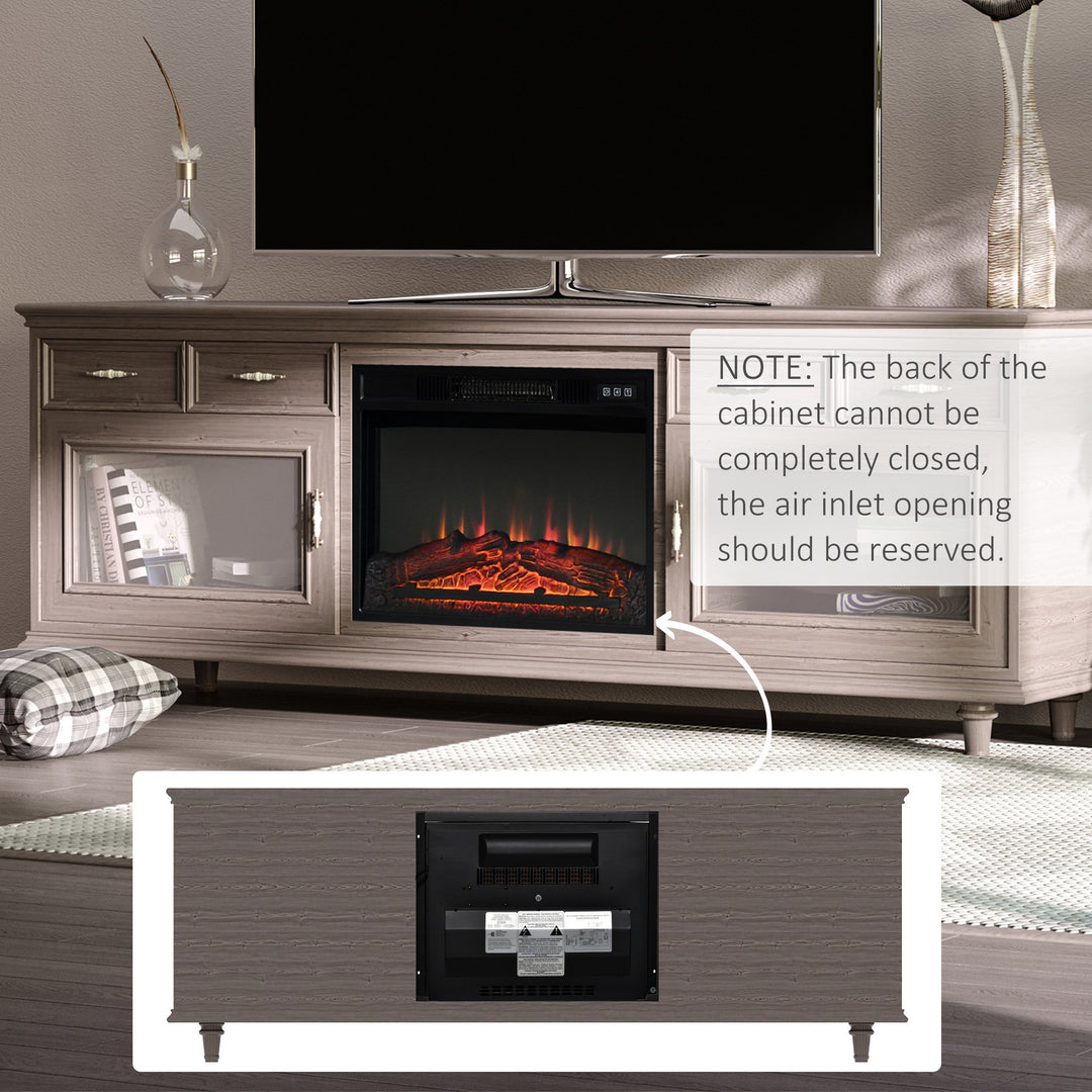 23” 1400W Electric Fireplace Insert w/ Log, Flame, Overheat Protection & Remote Control - Black