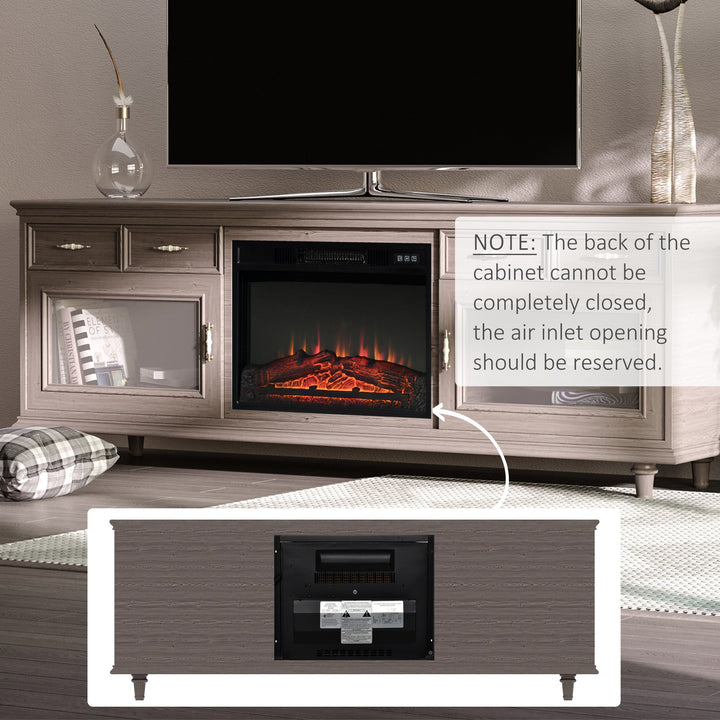 23” 1400W Electric Fireplace Insert w/ Log, Flame, Overheat Protection & Remote Control - Black