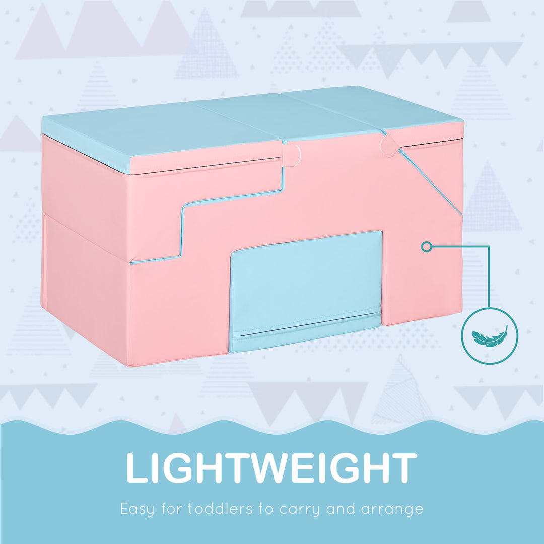 2-Piece Kids Climb and Crawl Foam Playset for Toddler Child Climbing Crawling - Pink & Blue