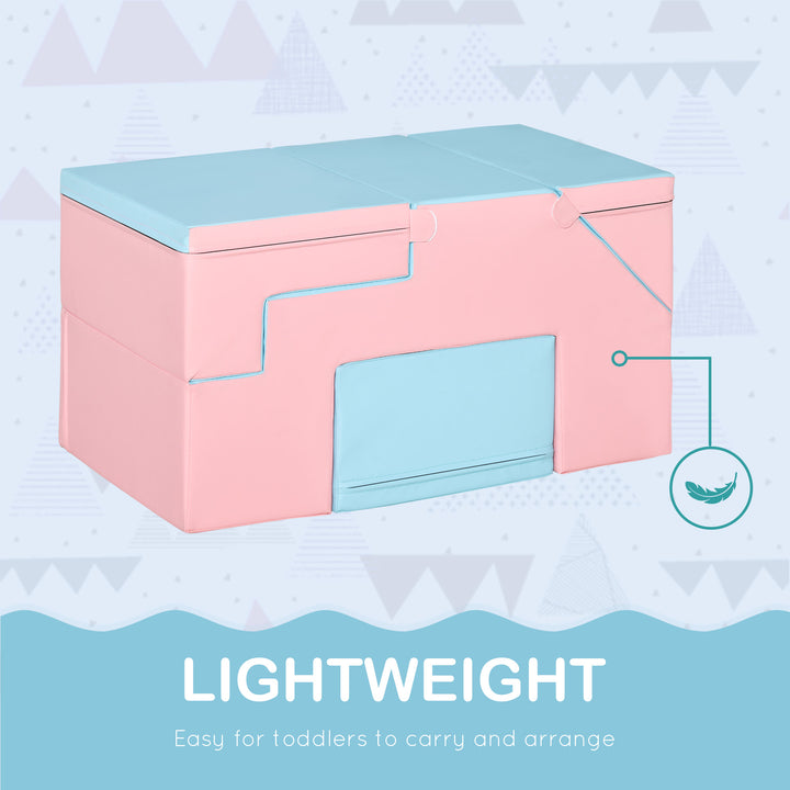 2-Piece Kids Climb and Crawl Foam Playset for Toddler Child Climbing Crawling - Pink & Blue