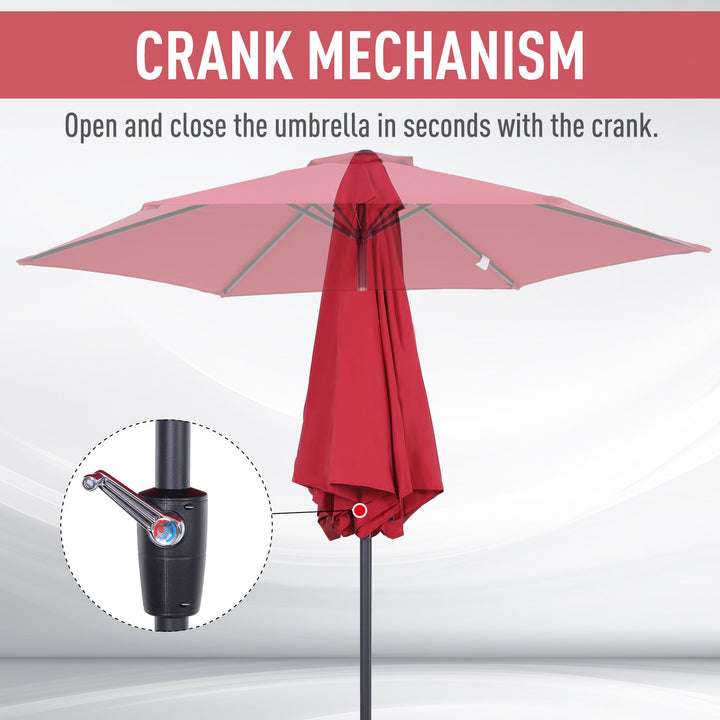 9ft Round Tilting Market Umbrella Canopy Parasol w Crank for Outdoor Patio Garden - Wine Red