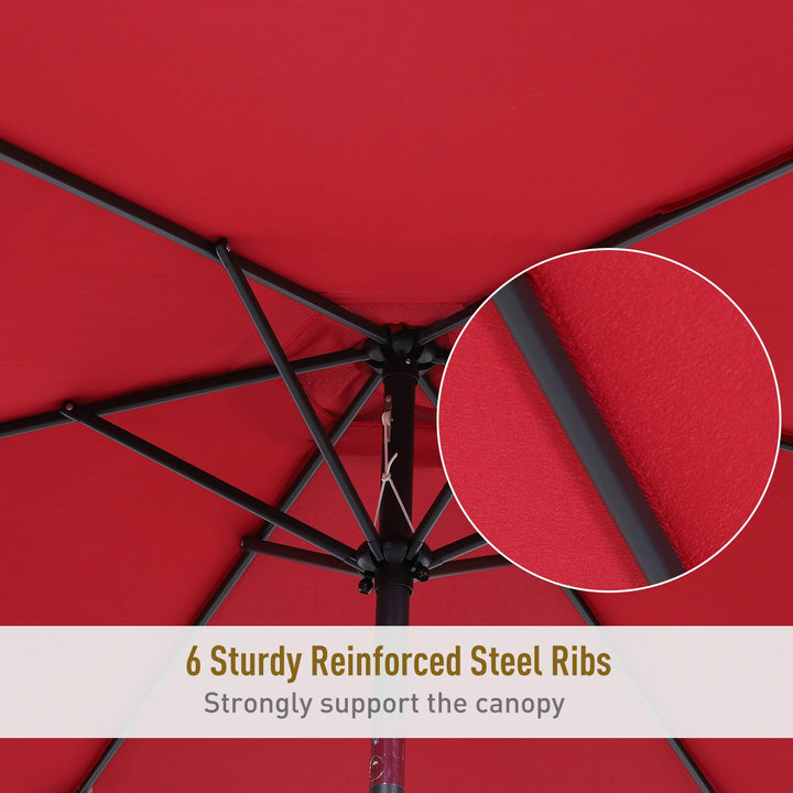 9ft Round Tilting Market Umbrella Canopy Parasol w Crank for Outdoor Patio Garden - Wine Red