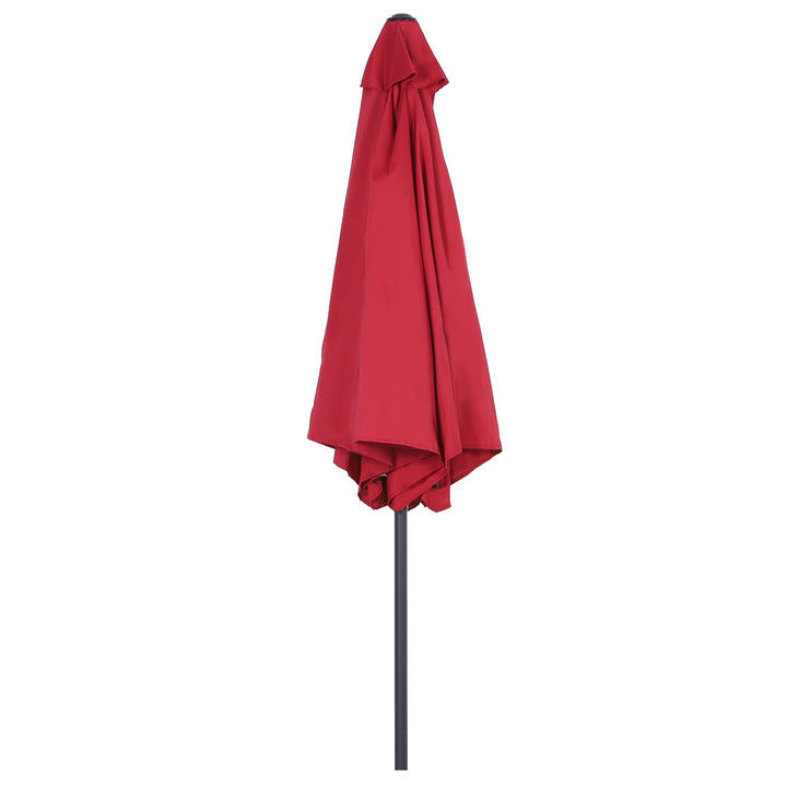 9ft Round Tilting Market Umbrella Canopy Parasol w Crank for Outdoor Patio Garden - Wine Red