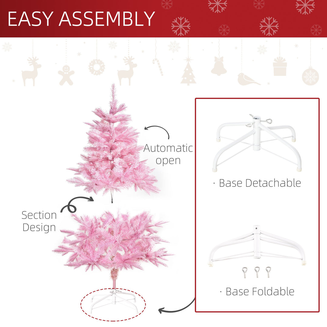 4ft, 341-Tip Lush Artificial Christmas Holiday Tree Xmas Décor w/ Metal Base - Pink