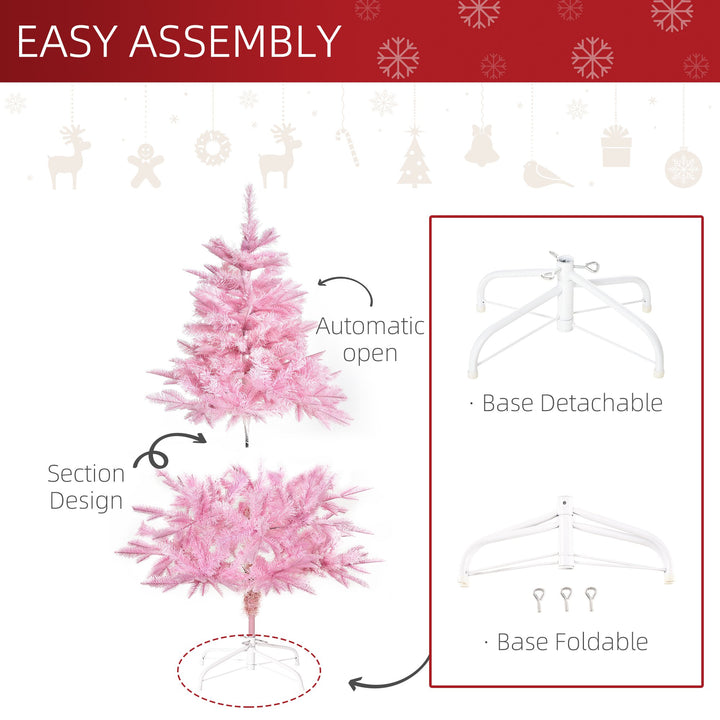 4ft, 341-Tip Lush Artificial Christmas Holiday Tree Xmas Décor w/ Metal Base - Pink