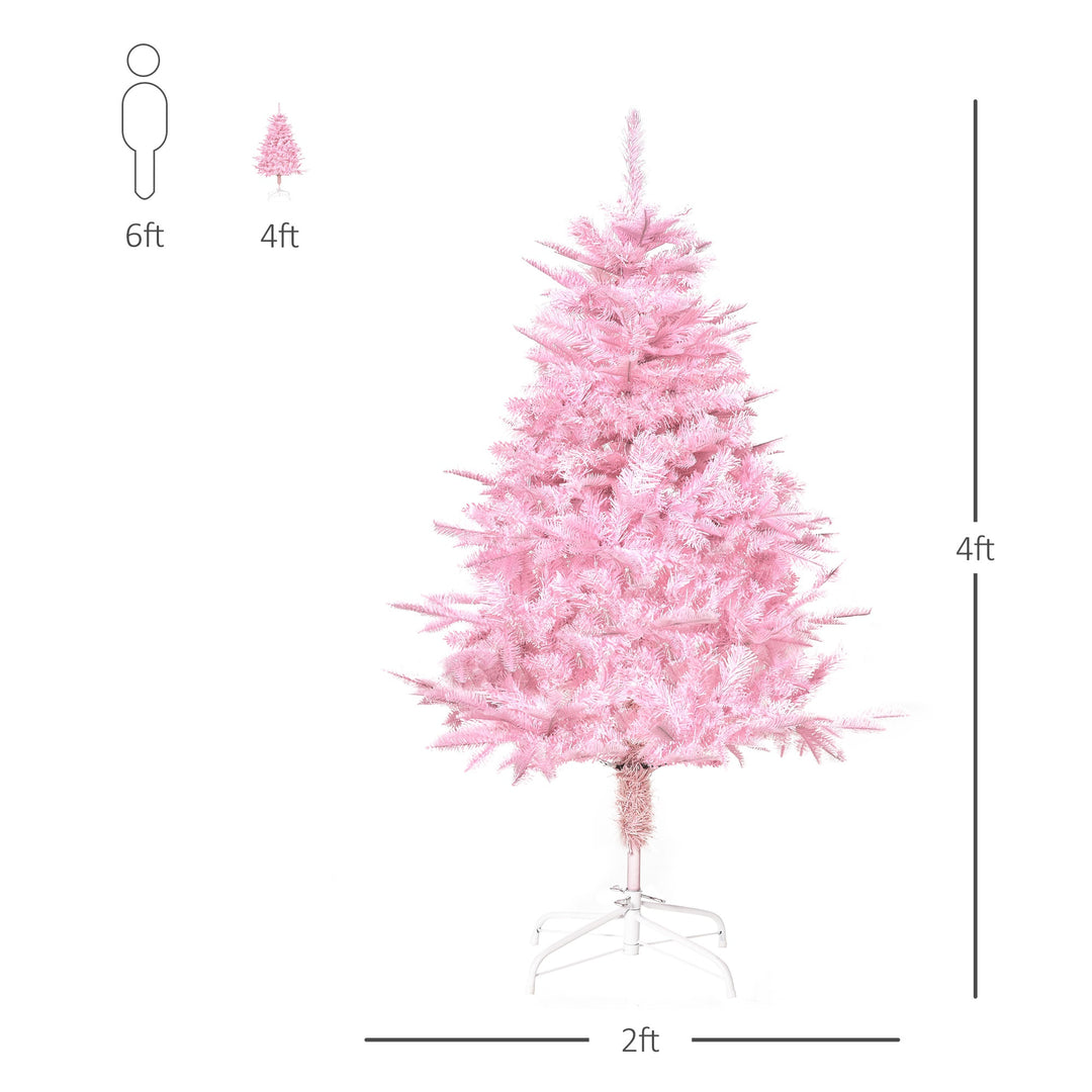 4ft, 341-Tip Lush Artificial Christmas Holiday Tree Xmas Décor w/ Metal Base - Pink