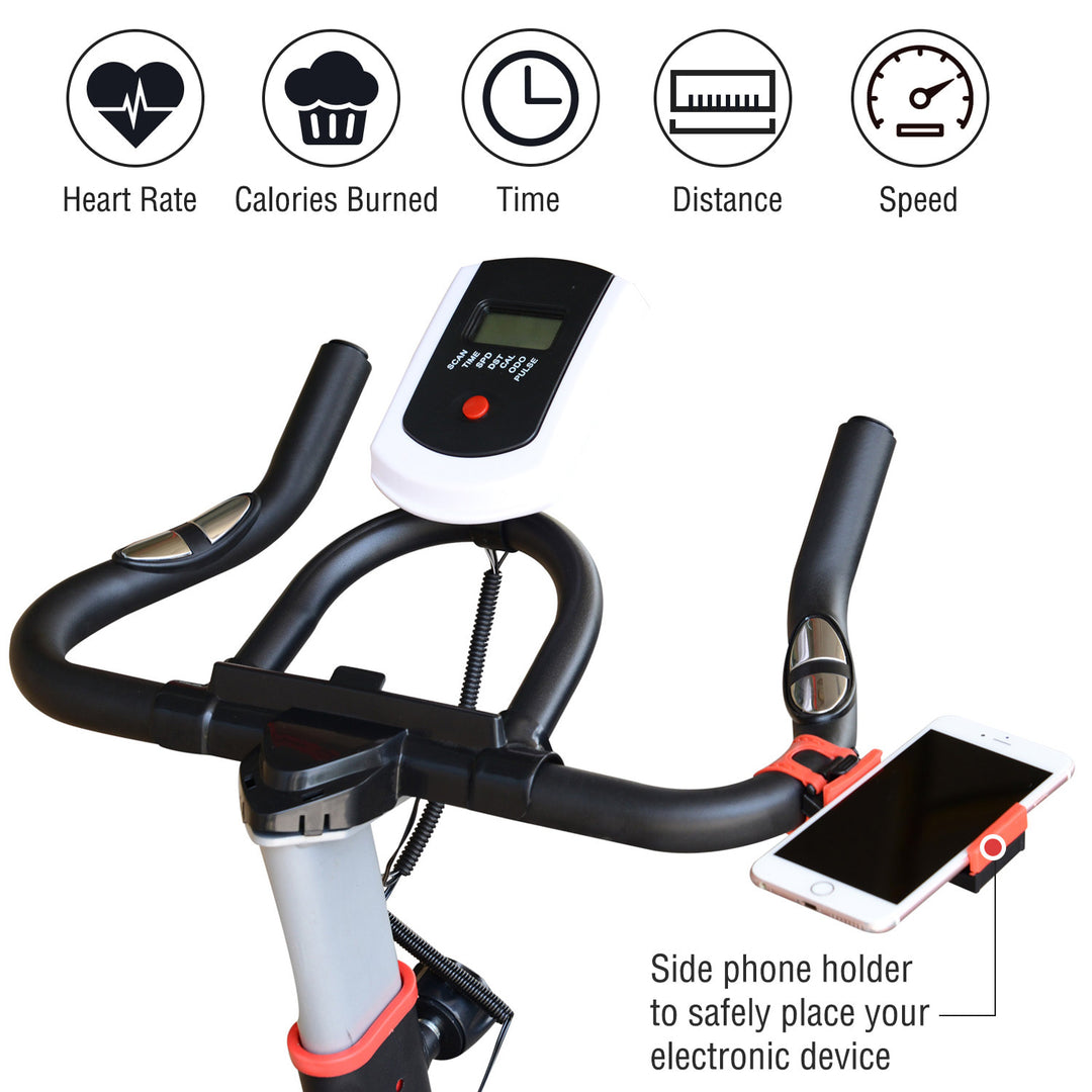 Upright Stationary Adjustable Exercise Workout Bike Bicycle for Indoor Fitness - Black w/ Red