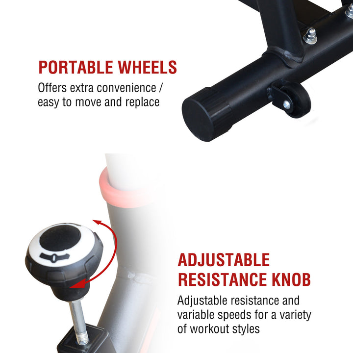 Upright Stationary Adjustable Exercise Workout Bike Bicycle for Indoor Fitness - Black w/ Red