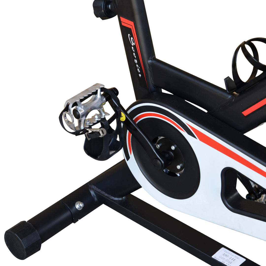 Upright Stationary Adjustable Exercise Workout Bike Bicycle for Indoor Fitness - Black w/ Red