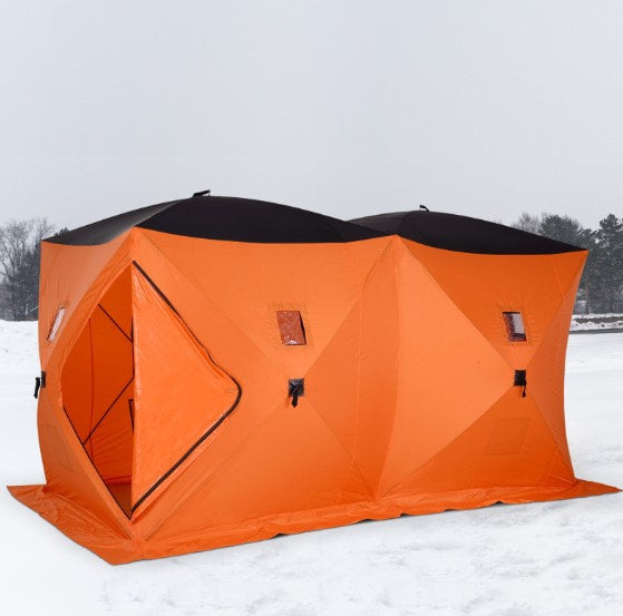 6 8 Person Portable Ice Fishing Tent Shelter w Ventilation Windows Carry Bag Orange