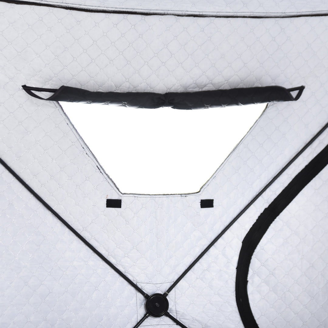 2-4 Person Pop Up Portable Ice Fishing Tent Shelter w Windows Doors Ventilation & Bag - Black