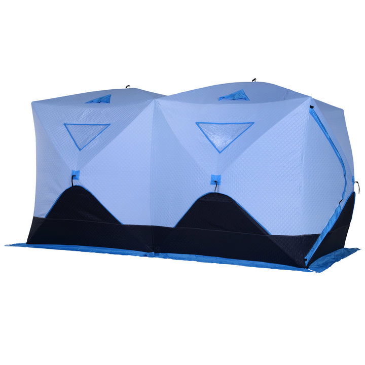 6-8 Person Pop Up Portable Ice Fishing Tent Shelter w/ Windows Doors Ventilation & Bag - Blue