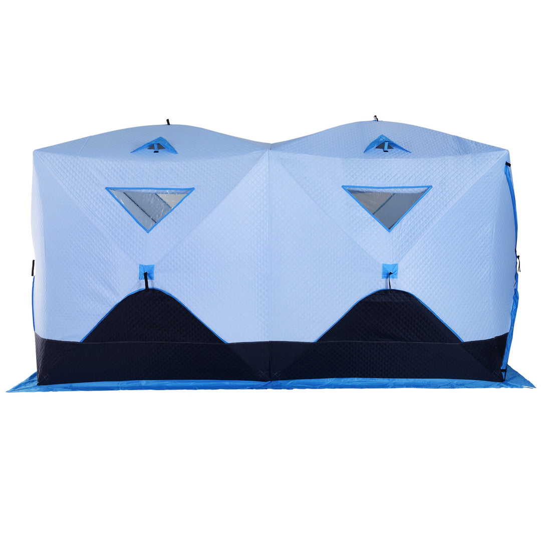 6-8 Person Pop Up Portable Ice Fishing Tent Shelter w/ Windows Doors Ventilation & Bag - Blue