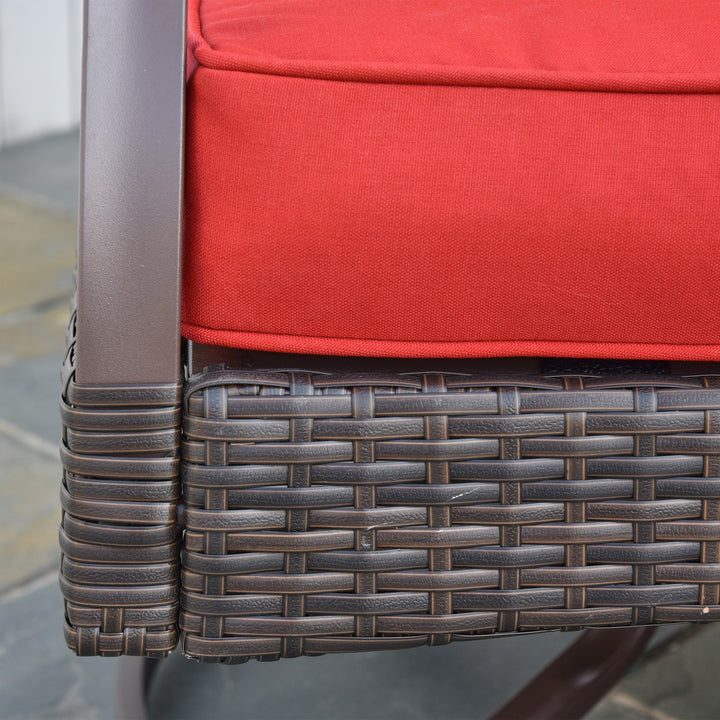 4pc PE Rattan Wicker Conversation Furniture Set w/ Swivel Chairs, Cushions, Outdoor Patio - Red