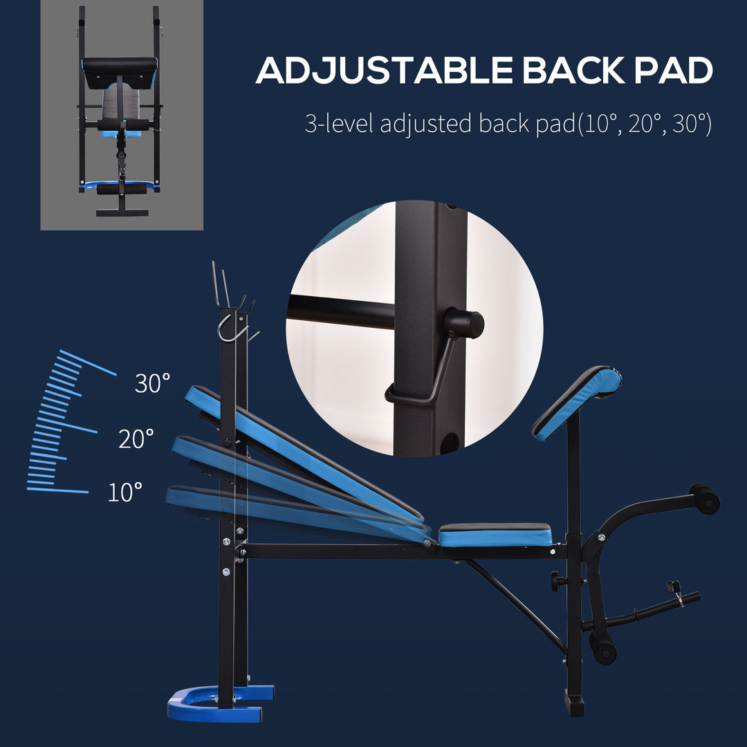Adjustable Fitness Home Gym Equipment Workout Bench w/ Leg Development - Black and Blue