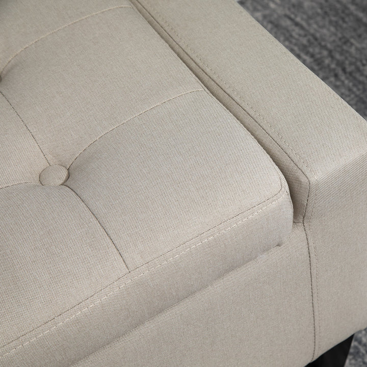 Modern Tufted Linen-Touch Fabric Ottoman Bench Seat w/ Storage Chest, Flip-up Top - Cream Beige