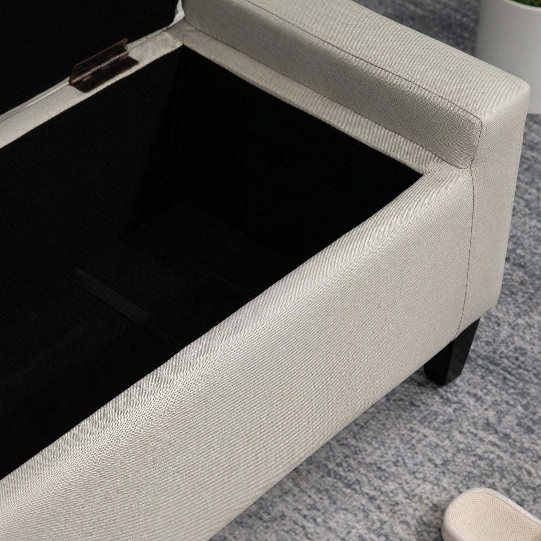Modern Tufted Linen-Touch Fabric Ottoman Bench Seat w/ Storage Chest, Flip-up Top - Cream Beige