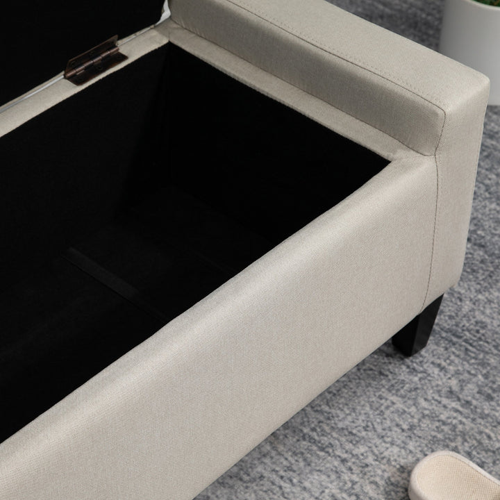 Modern Tufted Linen-Touch Fabric Ottoman Bench Seat w/ Storage Chest, Flip-up Top - Cream Beige