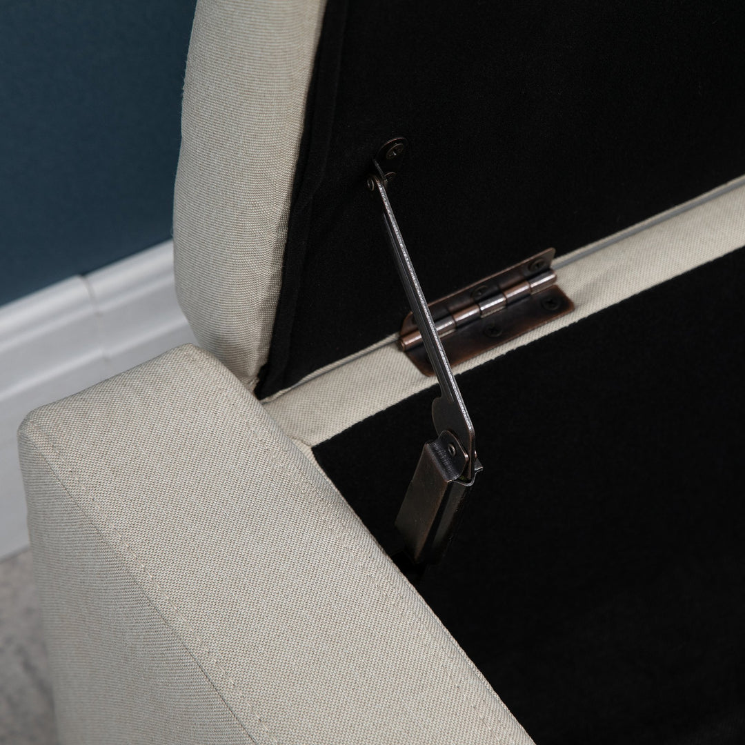 Modern Tufted Linen-Touch Fabric Ottoman Bench Seat w/ Storage Chest, Flip-up Top - Cream Beige