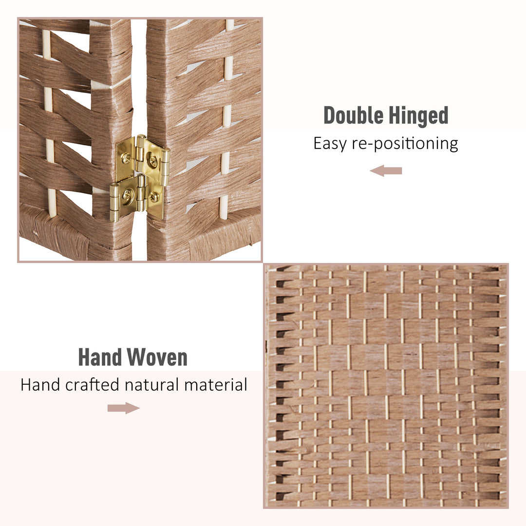 6' Tall 3 Panel Woven Wicker Classic Room Divider Privacy Screen - Natural Blonde Wood Tone