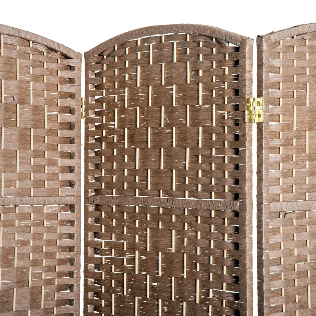 6' Tall 3 Panel Woven Wicker Classic Room Divider Privacy Screen - Natural Blonde Wood Tone