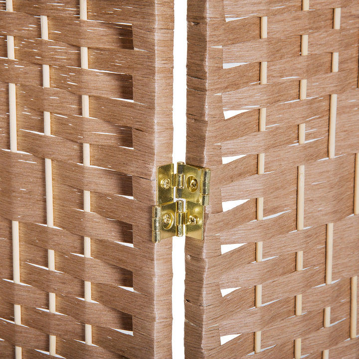 6' Tall 3 Panel Woven Wicker Classic Room Divider Privacy Screen - Natural Blonde Wood Tone