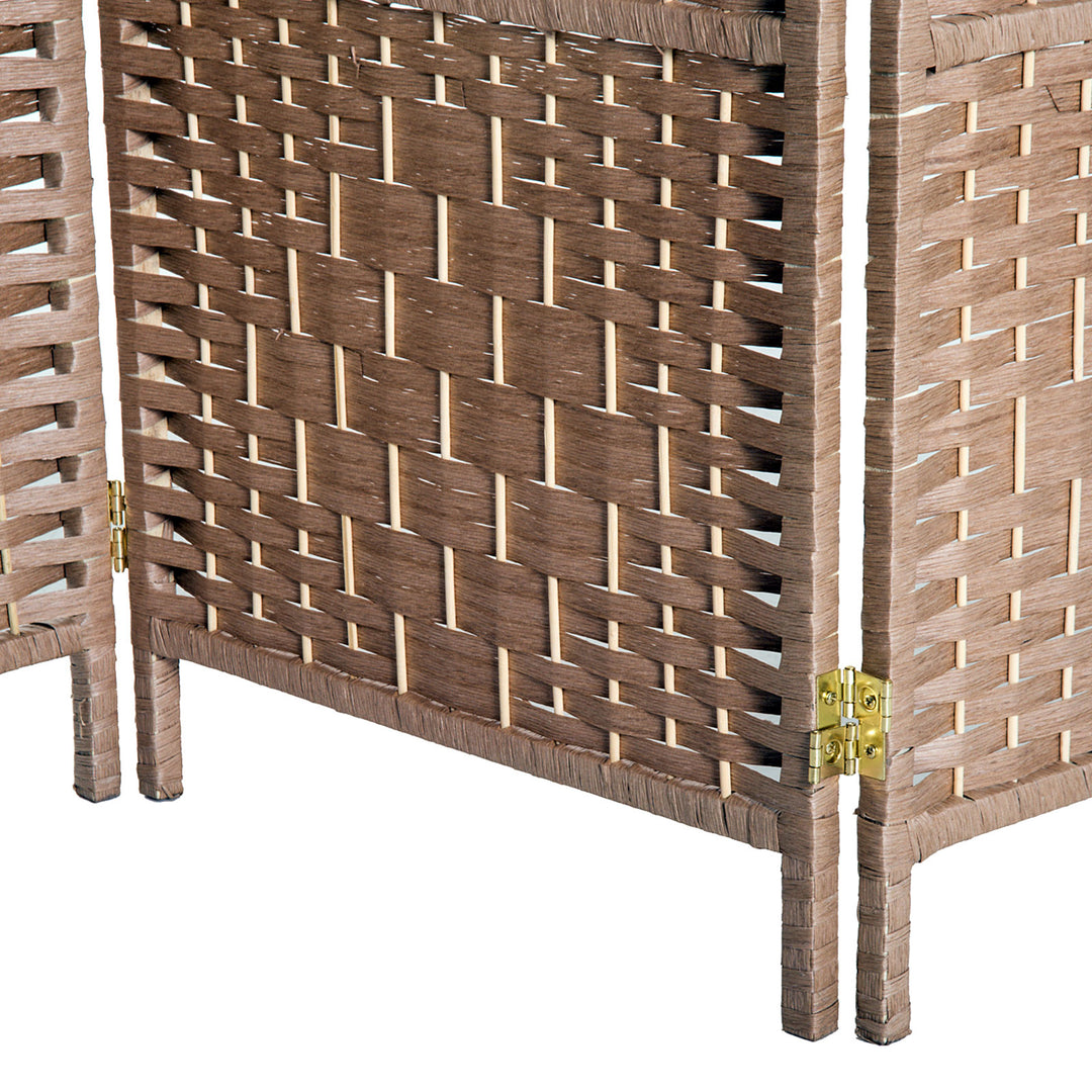 6' Tall 3 Panel Woven Wicker Classic Room Divider Privacy Screen - Natural Blonde Wood Tone