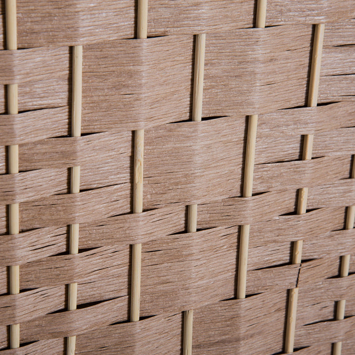 6' Tall 3 Panel Woven Wicker Classic Room Divider Privacy Screen - Natural Blonde Wood Tone