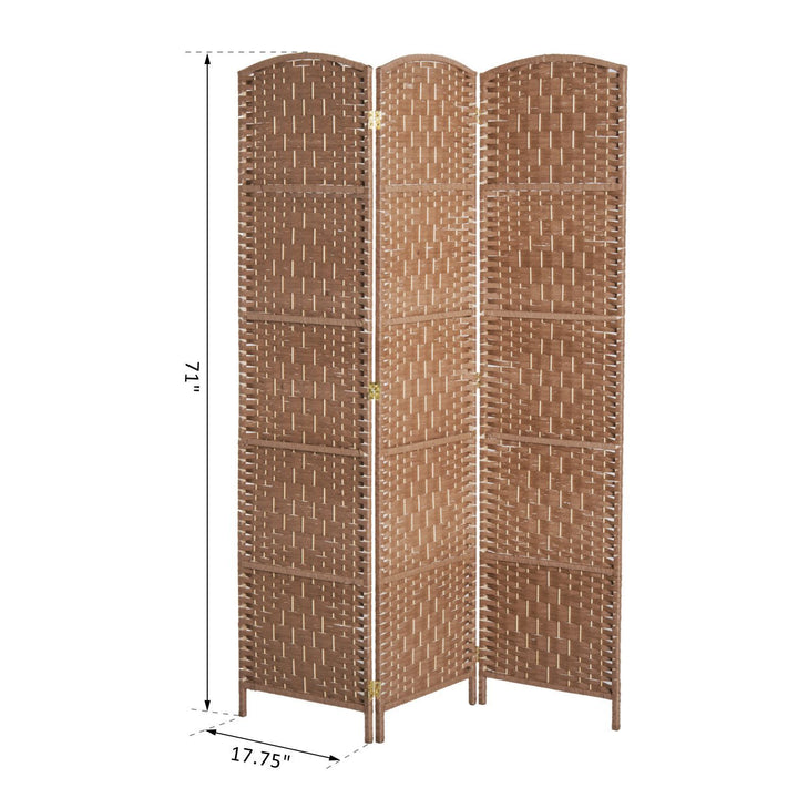 6' Tall 3 Panel Woven Wicker Classic Room Divider Privacy Screen - Natural Blonde Wood Tone