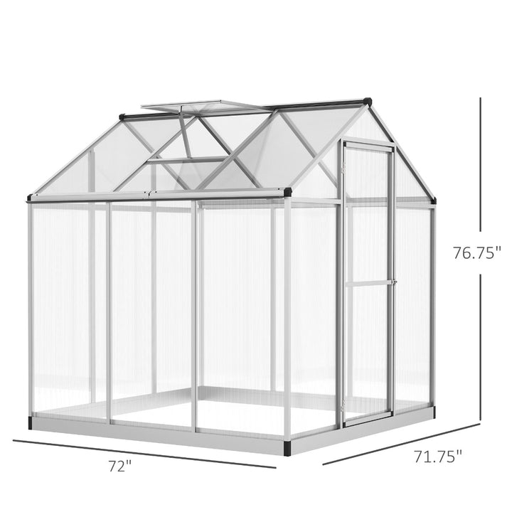 6’ x 6' Walk-In Hard-sided Cold Frame Greenhouse w/ Aluminum Frame for Outdoor Garden