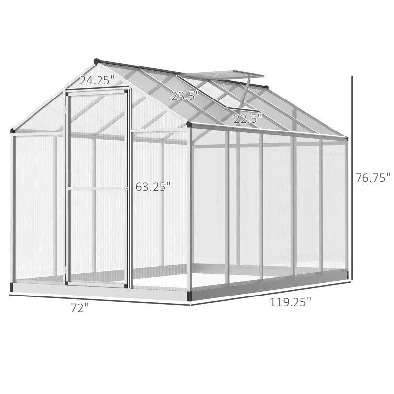 10' x 6’ Walk-In Hard-sided Cold Frame Greenhouse w/ Aluminum Frame for Outdoor Garden